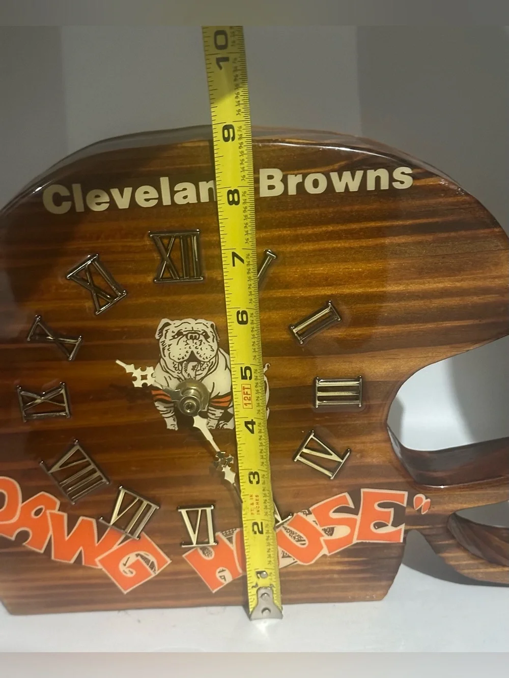 'Vintage Cleveland browns dawg House' Helmet shaped handcrafted wood wall clock